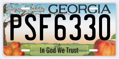 GA license plate PSF6330