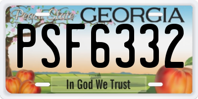 GA license plate PSF6332