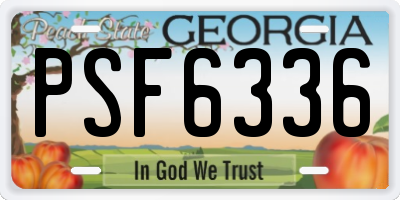 GA license plate PSF6336