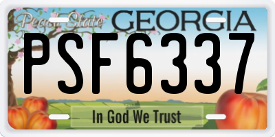 GA license plate PSF6337