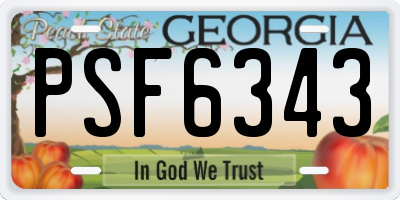 GA license plate PSF6343