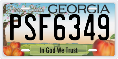 GA license plate PSF6349
