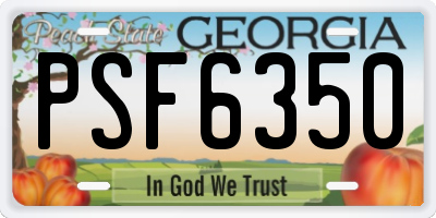 GA license plate PSF6350