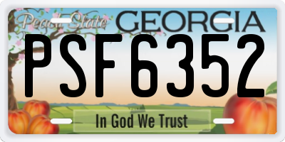 GA license plate PSF6352