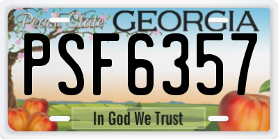 GA license plate PSF6357