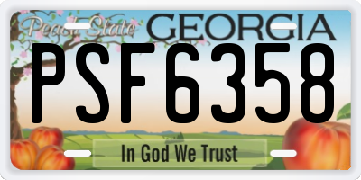 GA license plate PSF6358