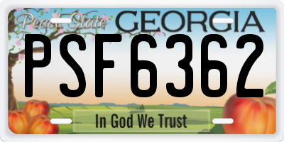 GA license plate PSF6362
