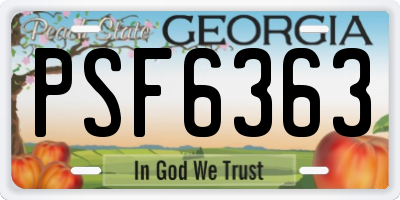 GA license plate PSF6363