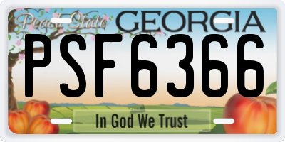 GA license plate PSF6366