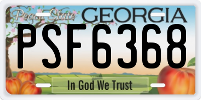 GA license plate PSF6368