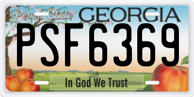 GA license plate PSF6369