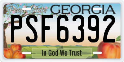 GA license plate PSF6392