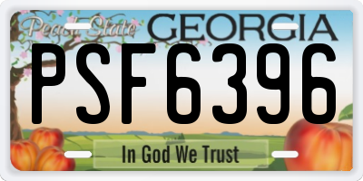 GA license plate PSF6396