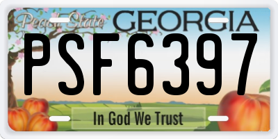 GA license plate PSF6397
