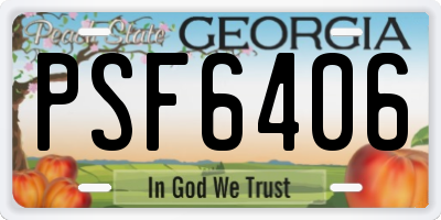 GA license plate PSF6406