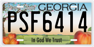 GA license plate PSF6414