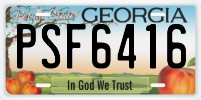 GA license plate PSF6416