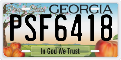 GA license plate PSF6418
