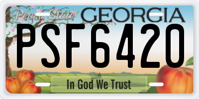GA license plate PSF6420