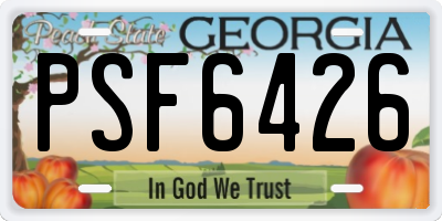 GA license plate PSF6426