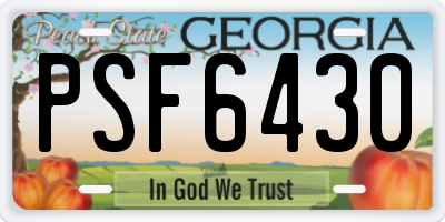 GA license plate PSF6430