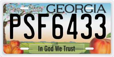 GA license plate PSF6433