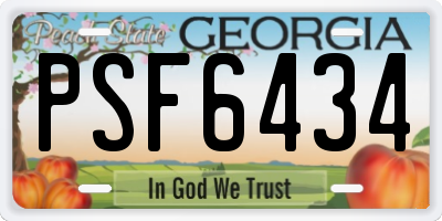 GA license plate PSF6434
