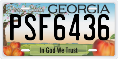 GA license plate PSF6436