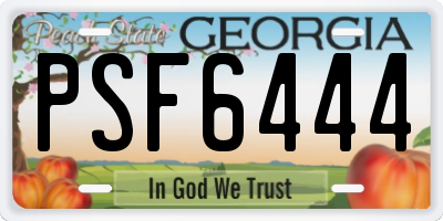 GA license plate PSF6444