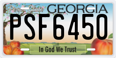 GA license plate PSF6450