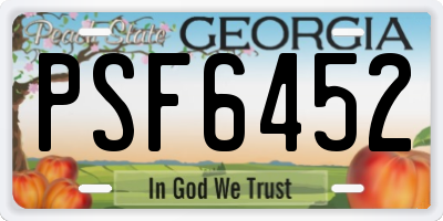 GA license plate PSF6452