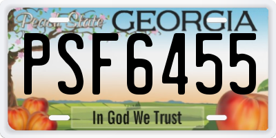 GA license plate PSF6455
