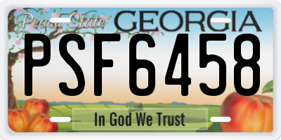 GA license plate PSF6458