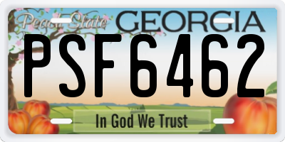 GA license plate PSF6462
