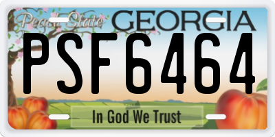 GA license plate PSF6464