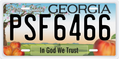 GA license plate PSF6466