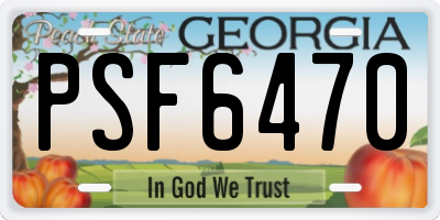 GA license plate PSF6470