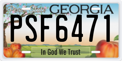 GA license plate PSF6471
