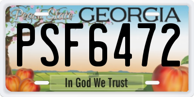 GA license plate PSF6472