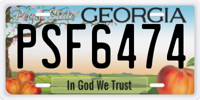 GA license plate PSF6474