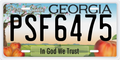 GA license plate PSF6475