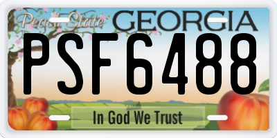GA license plate PSF6488