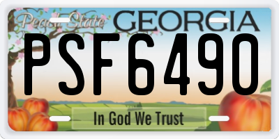 GA license plate PSF6490