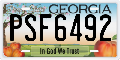 GA license plate PSF6492