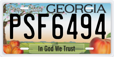 GA license plate PSF6494