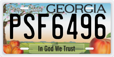 GA license plate PSF6496