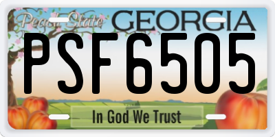GA license plate PSF6505