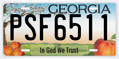 GA license plate PSF6511