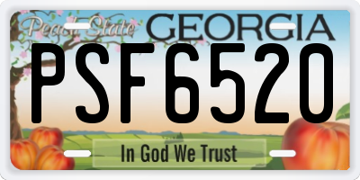 GA license plate PSF6520
