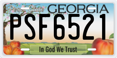 GA license plate PSF6521